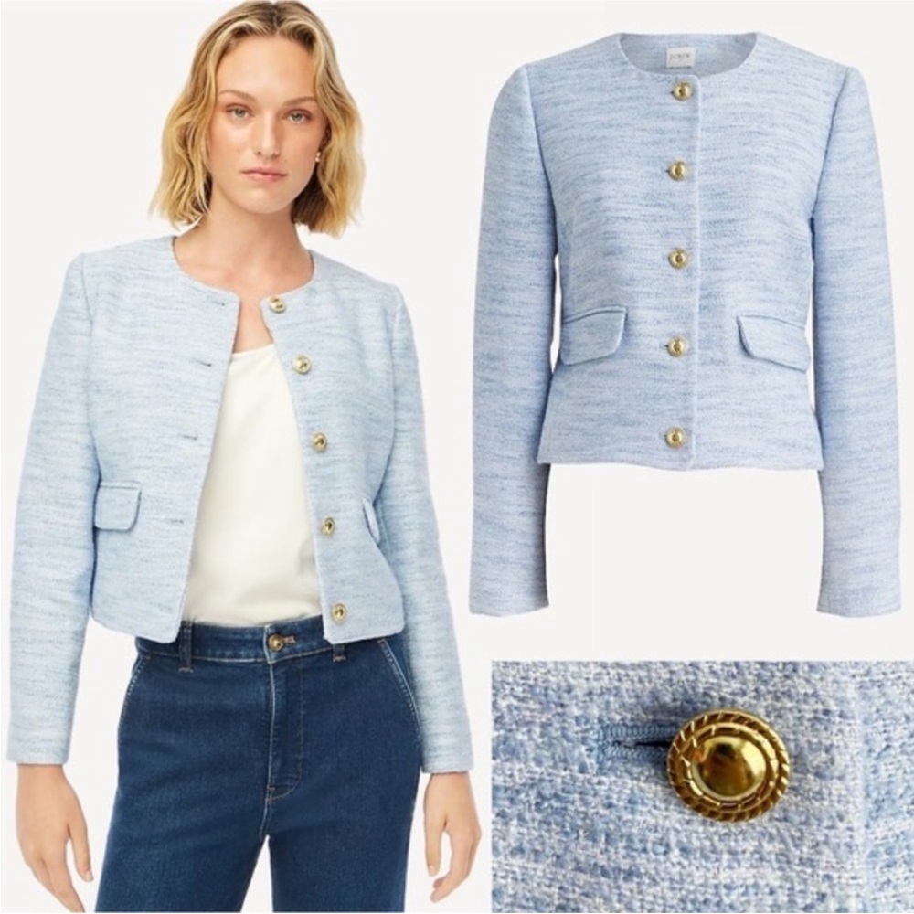 J.Crew || Tweed Blazer in Cecily blue